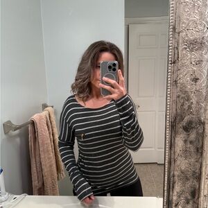 Striped Gray and white Women's Top